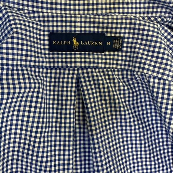 Ralph Lauren Blue Gingham Check Button-Down Shirt - Size M - Picture 4 of 10